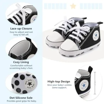 Save Beautiful Baby Girls Boys Canvas Sneakers Soft Sole High-Top Ankle Infant First Walkers Crib Shoes