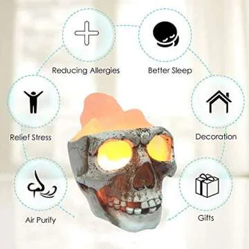 Lucktao 3D USB Skull Himalayan Salt Lamp - LED Adjustable Light for Home Decor and Gifts