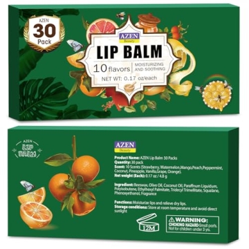 30 Pack Natural Lip Balm by AZEN | Moisturizing Care