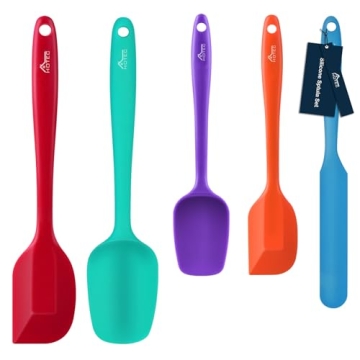 HOTEC Food Grade Silicone Rubber Spatula Set for Baking, Cooking, and Mixing High Heat Resistant Non...