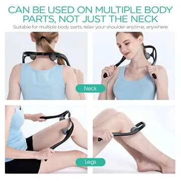 VOYOR Neck Massager Shiatsu Deep Tissue Dual Trigger Point Shoulder Massager for Pain Relief, Ergonomic Handle Design, Lightweight & Portable MS110