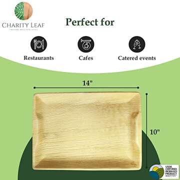 Eco-Friendly Palm Leaf Disposable Serving Trays (10 Pack)