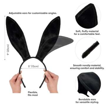 Funcredible Easter Bunny Ears Headband - Velvet Bendable Rabbit Ears for Kids and Adults - Cute Bunn...