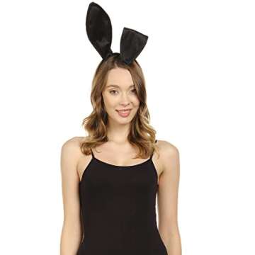 Funcredible Black Bunny Ears Headband for Easter Cosplay