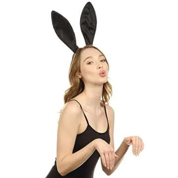 Funcredible Black Bunny Ears Headband for Easter Cosplay