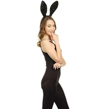 Funcredible Black Bunny Ears Headband for Easter Cosplay