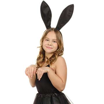 Funcredible Black Bunny Ears Headband for Easter Cosplay