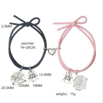 SacXand Spider Hero Matching Bracelets For Couples Best Friend Bff Friendship Relationship Bracelets For Women Girl Cord String Rope Braided Bracelet Christmas Valentines Gifts
