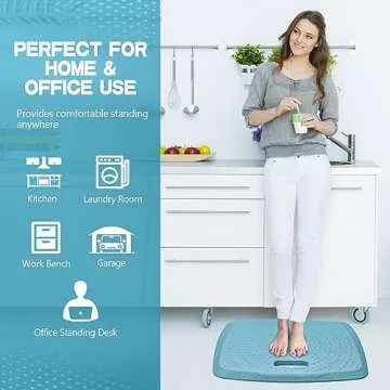 Ergohead 3/4 inch Thick Office Standing Desk Mat, Portable Cushioned Standing Pad with Massage Points, Anti Fatigue Kitchen Floor Mat with Handle, Multi-Purpose Floor Comfort Mat (Teal, 17" x 22")