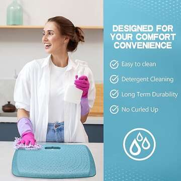 Ergohead 3/4 inch Thick Office Standing Desk Mat, Portable Cushioned Standing Pad with Massage Points, Anti Fatigue Kitchen Floor Mat with Handle, Multi-Purpose Floor Comfort Mat (Teal, 17" x 22")