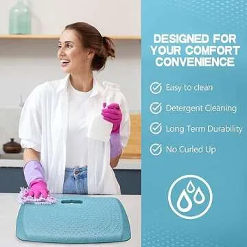 Ergohead 3/4 inch Thick Office Standing Desk Mat, Portable Cushioned Standing Pad with Massage Points, Anti Fatigue Kitchen Floor Mat with Handle, Multi-Purpose Floor Comfort Mat (Teal, 17" x 22")