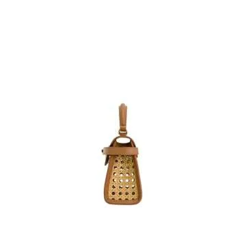 JW PEI Women's Elise Top Handle Bag - Brown Faux Bamboo Woven