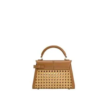 JW PEI Women's Elise Top Handle Bag - Brown Faux Bamboo Woven