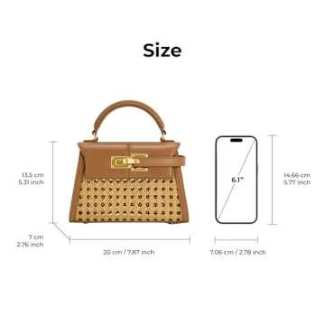JW PEI Women's Elise Top Handle Bag - Brown Faux Bamboo Woven