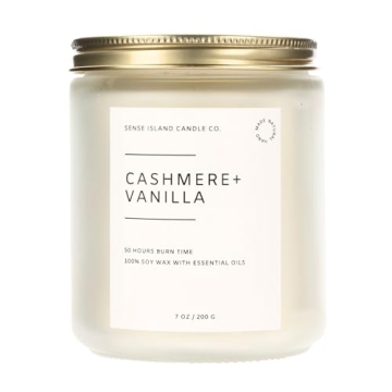 SENSE ISLAND Cashmere Vanilla Scented Candle for Home Scented 50+ Hrs Highly Scented Creamy Vanilla ...