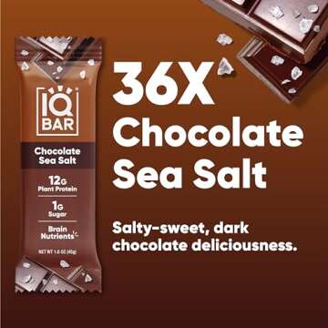 IQBAR Brain and Body Plant Protein Bars - Chocolate Sea Salt - 36-Count Low Carb - Gluten Free, High...