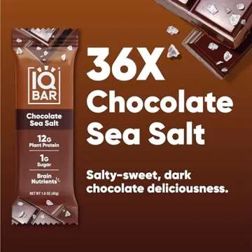 IQBAR Brain and Body Plant Protein Bars - Chocolate Sea Salt - 36-Count Low Carb - Gluten Free, High...