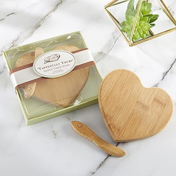 Kate Aspen Tastefully Yours Heart-Shaped Bamboo Cheese Board, Miniature Cutting Board, Sage Green/Br...