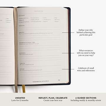 Intelligent Change - The Best Year Journal, Undated 12-Month Productivity Planner, Mindfulness Journal for Reflection, Goal Setting and Time-Management,A5