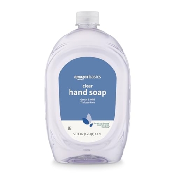 Amazon Basics Gentle & Mild Clear Liquid Hand Soap Refill, Triclosan-free, 50 Fluid Ounces, 1-Pack (...