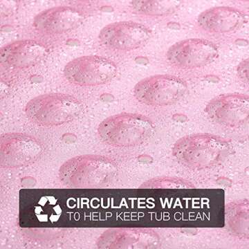 YINENN Bath and Shower Safety Mats 40x16 inch, Non Slip with Suction Cups for Bathroom Stall and Tub Floor, Extra Large and Machine Washable, Drain Holes Keep Bathtub Clean, Light Pink