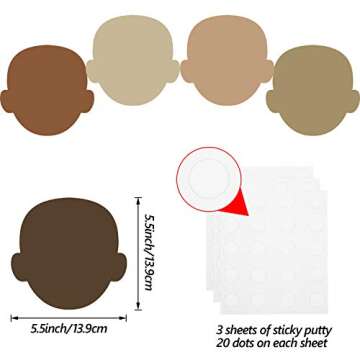50 Pcs Face Multicultural Creative Cut Outs Face Shape Paper Cutouts for Children to Design and Deco...