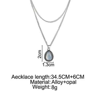 fxmimior Simple Layered Bar Silver Drop Pendant Necklace Boho V Neck Women Accessories