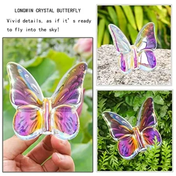 LONGWIN Crystal Butterfly Figurine - Elegant Home Decor