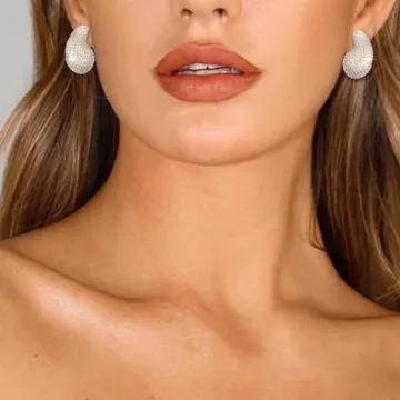 Gold Crystal Chunky Hoop Earrings for Women Sparkly Jewelry