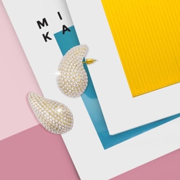 Gold Crystal Chunky Hoop Earrings for Women Sparkly Jewelry