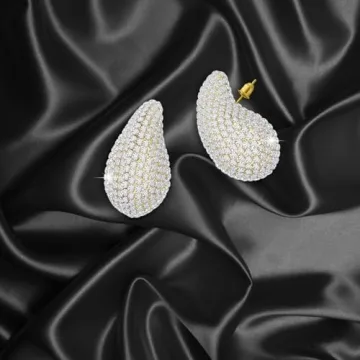 Gold Crystal Chunky Hoop Earrings for Women Sparkly Jewelry