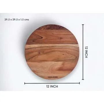 Vesta Homes Wooden Round Cutting Board/Chopping, Serving Board, Platter for Vegetables, Fruits, Cheese, Pizza and Charcuterie | Natural Acacia Wood | 11.5*11.5 Inches | Handcrafted in India