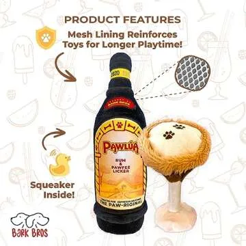 Bark Bros Liquor Bottle Plush Squeaky Dog Toy