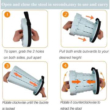 Fishboy Upgraded Collapsible Stool, 400lbs Max Weight, Lightweight But Sturdy, Portable Retractable Folding Telescoping Foldable Camping Stool for Adults Outdoor Fishing Hiking Gardening Travel BBQ