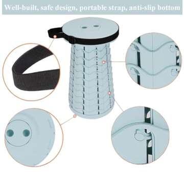 Fishboy Upgraded Collapsible Stool, 400lbs Max Weight, Lightweight But Sturdy, Portable Retractable Folding Telescoping Foldable Camping Stool for Adults Outdoor Fishing Hiking Gardening Travel BBQ