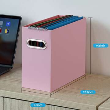 Oterri File Organizer, Small Storage Box, Cardboard File Folder Organizer, Collapsible File Box, Han...