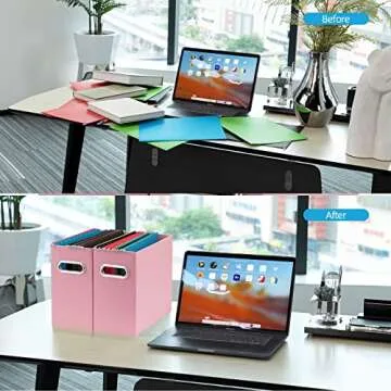 Sturdy Collapsible File Organizer in Pink for All Spaces