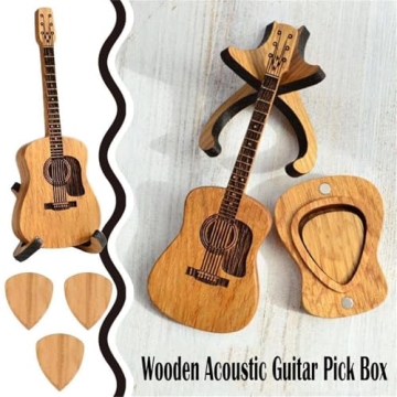 Sherum Strumbox Wooden Guitar Pick Box & Picks