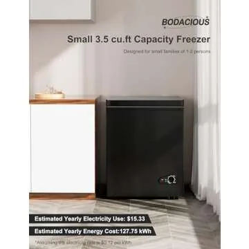 Bodacious 3.5 cuft Chest Freezer - Compact, Energy-Efficient, Quiet Small Deep Freezer with Adjustab...