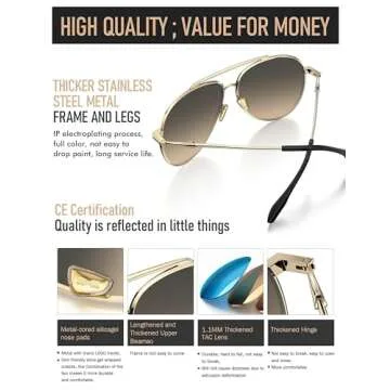 LUENX Aviator Polarized Sunglasses - UV400 Protection