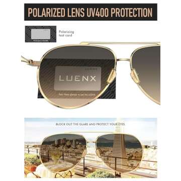 LUENX Aviator Polarized Sunglasses - UV400 Protection