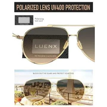 LUENX Aviator Polarized Sunglasses - UV400 Protection