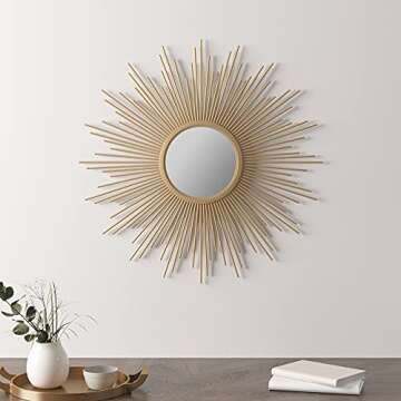Madison Park Wall Décor Fiore Metal Sunburst Mirror for Living Room - Home Accent, Ready to Hang Be...