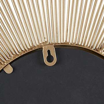 Madison Park Wall Décor Fiore Metal Sunburst Mirror for Living Room - Home Accent, Ready to Hang Bedroom Decoration, 14.5" Diameter, Gold