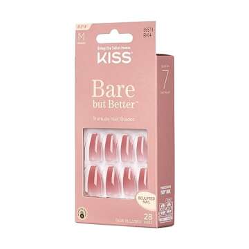 KISS Bare But Better TruNude Fake Nails Nude Nail Shades Manicure Set, 'Nude Nude', 28 Chip Proof, S...