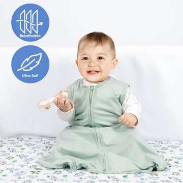 GUNTAIL Baby Sleep Sack 6-12 Months Baby Wearable Blanket 100% Rayon Cotton 2-Way Zipper Toddler Sleeping Sack，Comfy Soft Lightweight TOG 0.3