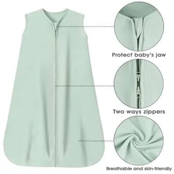 GUNTAIL Baby Sleep Sack 6-12 Months Baby Wearable Blanket 100% Rayon Cotton 2-Way Zipper Toddler Sleeping Sack，Comfy Soft Lightweight TOG 0.3