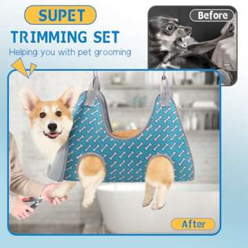 Supet Dog Grooming Hammock for Small Dogs Cat, Relaxation Pet Grooming Hammock Restraint for Nail Tr...