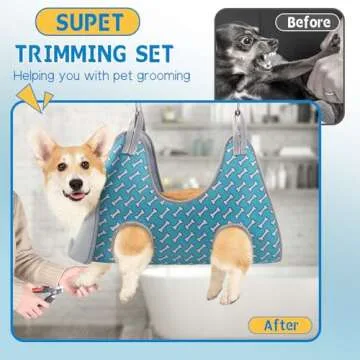 Supet Dog Grooming Hammock - Stress-Free Grooming for Small Pets, Coral Blue