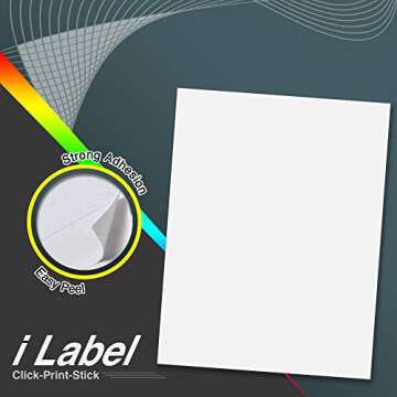 8.5" x 11" Full Sheet Label Sticker Paper for Laser & Inkjet Printers[50 Sheets,50 Labels]